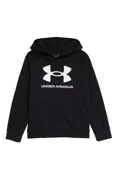 Shop Under Armour Rival Fleece Hoodie In Black/ Onyx White