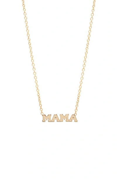 Shop Zoë Chicco Itty Bitty Mama Pendant Necklace In Yellow Gold