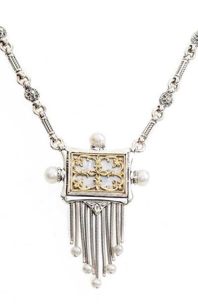 Shop Konstantino Etched Sterling Silver & Pearl Fringe Pendant In Silver/ Gold/ White