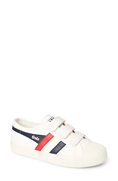 Shop Gola Coaster Low Top Sneaker In Off White/ Navy/ Red