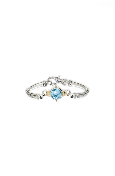 Shop Konstantino Hermione Round Stone Hinge Bracelet In Silver/ Blue Topaz