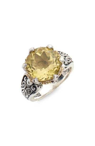 Shop Konstantino Hermione Two-tone Stone Ring In Silver/ Lemon Topaz