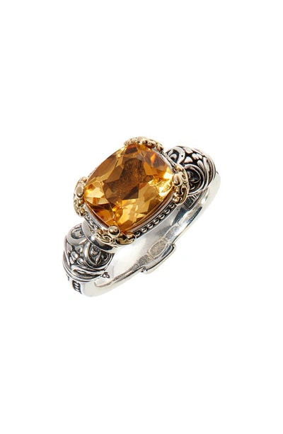 Shop Konstantino Hermione Two-tone Stone Ring In Silver/ Citrine