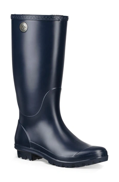 Shop Ugg Shelby Matte Waterproof Rain Boot In Navy Rubber