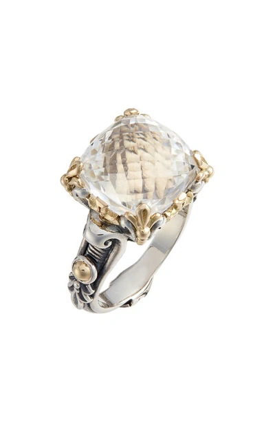 Shop Konstantino Pythia Square Crystal Ring In Silver/ Crystal
