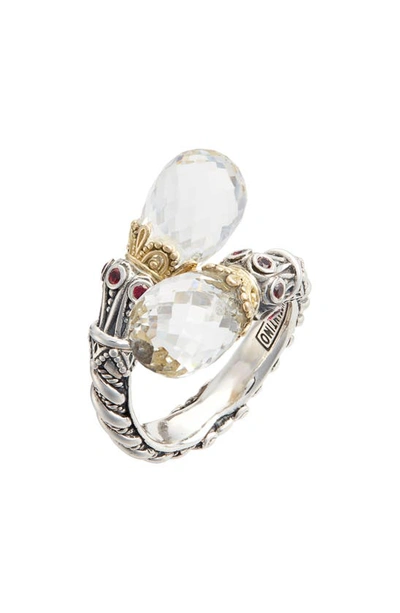 Shop Konstantino Pythia Crystal Wrap Ring In Silver/ Crystal