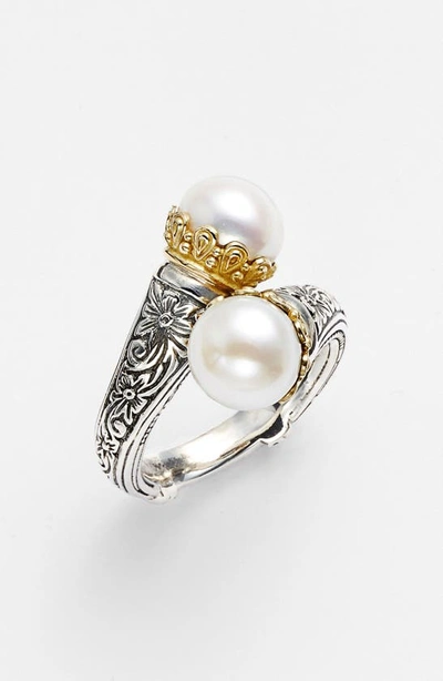 Shop Konstantino 'hermione' Pearl Coil Ring In Silver/ Gold