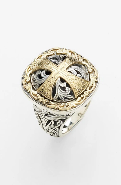 Shop Konstantino 'classics' Cross Two-tone Ring In Silver/ Gold