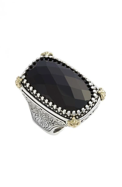 Shop Konstantino 'nykta' Black Onyx Ring In Silver/ Gold/ Black Onyx
