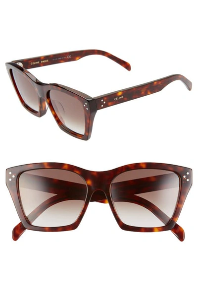 Shop Celine Adjusted Fit 56mm Cat Eye Sunglasses In Dark Havana/ Gradient Brown