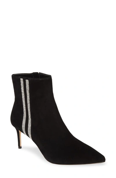Shop Alice And Olivia Flossly Crystal Embellished Bootie In Black/ Silver