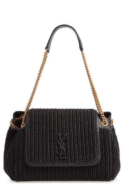 Shop Saint Laurent Small Nolita Raffia Shoulder Bag In Noir