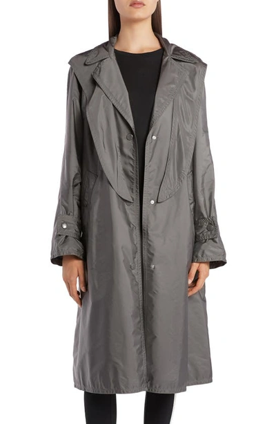Shop Moncler Vanille Tie Hood Water Resistant Trench Coat In Grey