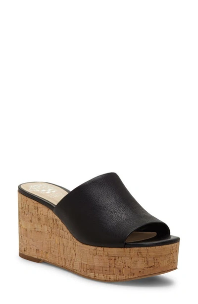 Shop Vince Camuto Gadgen Platform Wedge Sandal In Black Leather