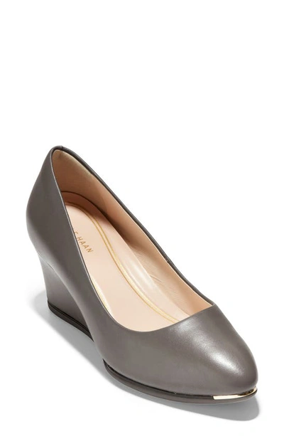Shop Cole Haan Grand Ambition Wedge Pump In Stormcloud Leather