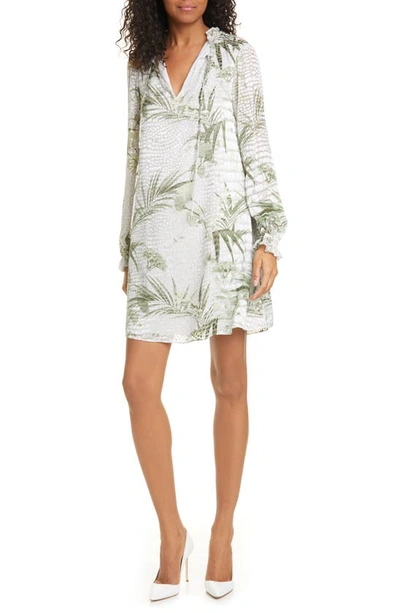 Shop Ted Baker Glimmah Highland Floral Long Sleeve Shift Dress In Grey