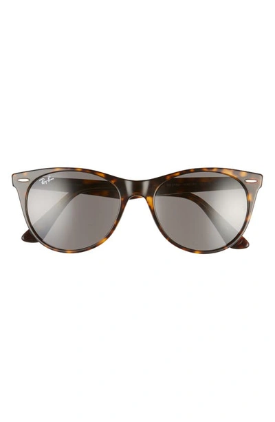 Shop Ray Ban 55mm Round Wayfarer Sunglasses In Havana/ Dark Grey Solid