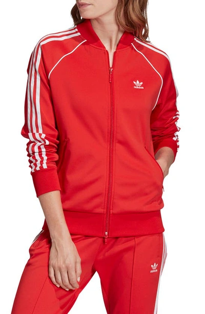 Shop Adidas Originals Originals Track Jacket In Lush Red/ White