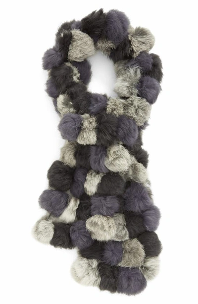 Shop La Fiorentina Genuine Rabbit Fur Scarf In Black/grey