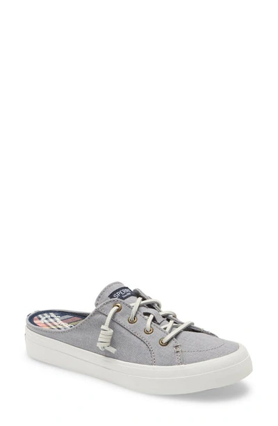 Shop Sperry Crest Vibe Mule In Grey Chambray Fabric