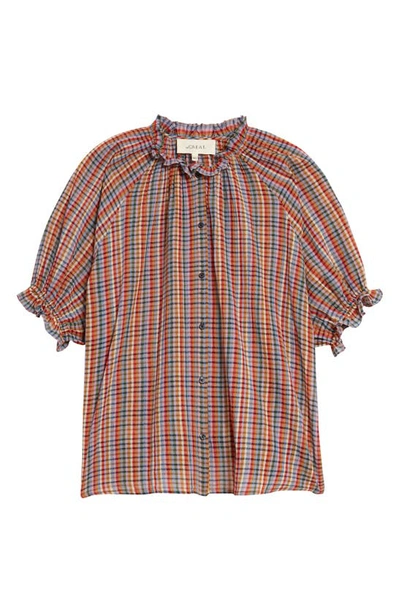 Shop The Great The Gather Plaid Cotton Top In Midsummer Plaid