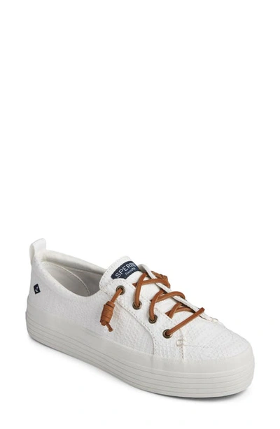 Shop Sperry Crest Vibe Slip-on Platform Sneaker In White Smocked Fabric