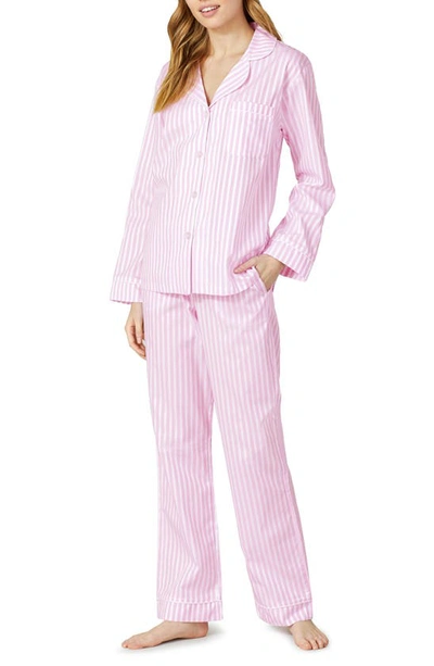 Shop Bedhead Pajamas 3d Stripe Organic Cotton Sateen Pajamas In Pink