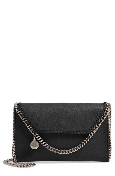 Shop Stella Mccartney Mini Falabella Shaggy Dear Faux Leather Crossbody Bag In Black