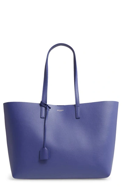 Shop Saint Laurent Shopping Leather Tote In Saphir Bleu