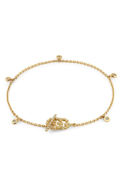 Shop Gucci Gg Running Diamond Logo Toggle Bracelet In Yellow Gold