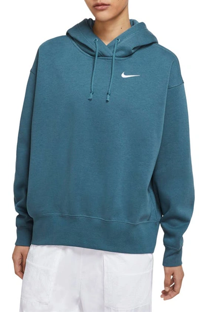 Shop Nike Sportswear Fleece Hoodie In Ash Green/ White