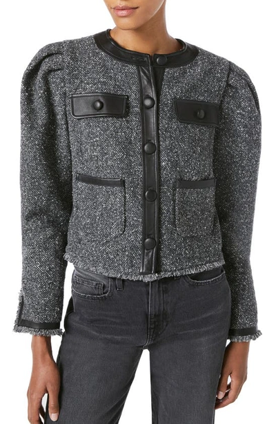 Shop Frame Wool & Silk Boucle Jacket In Charcoal Multi