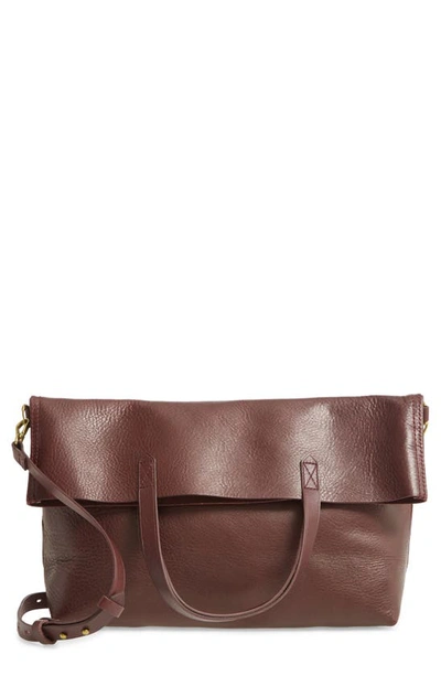 Madewell The Foldover Transport Tote In Dark Cabernet