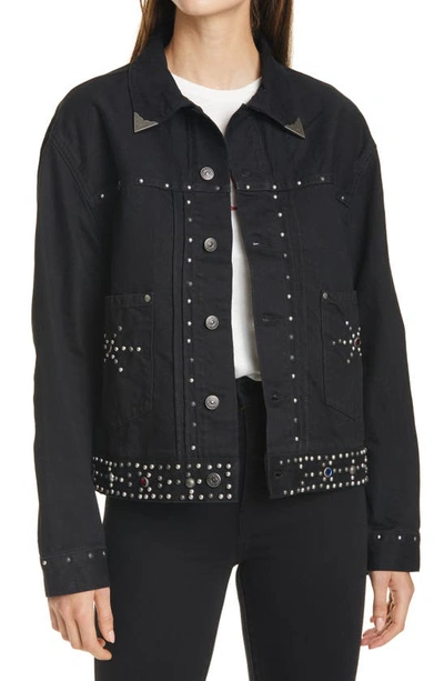 Shop Polo Ralph Lauren Studded Trucker Jacket In Black Studded