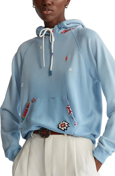 Polo Ralph Lauren Long Sleeve Patchwork Hoodie In Blue | ModeSens