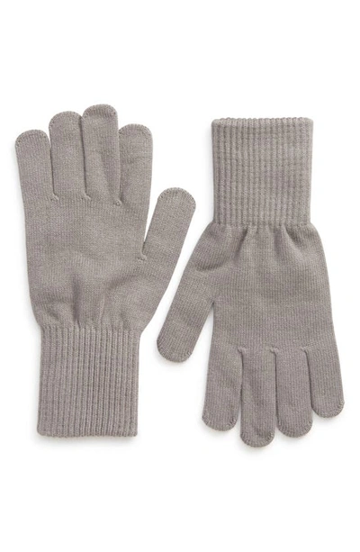 Shop Trouve Nordstrom Knit Gloves In Grey Alloy