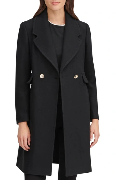 Shop Karl Lagerfeld Double Breasted Blazer Coat In Black