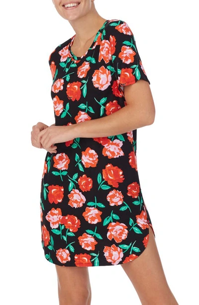 Shop Shady Lady Sleep Shirt In Black/ Red Flower