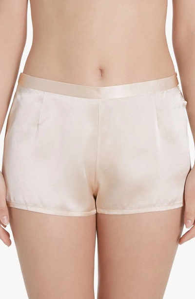 Shop La Perla Silk Shorts In Wild Rose