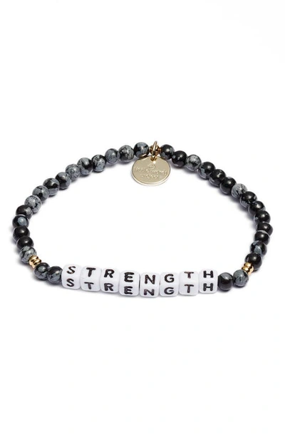 Shop Little Words Project Strength Bracelet In Gold/ White