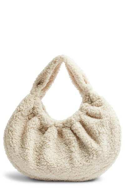 Shop Topshop Borg Scrunchie Bag In Cream