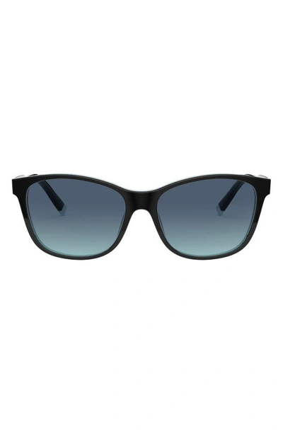 Shop Tiffany & Co Pillow 56mm Gradient Sunglasses In Black/ Tiffany/ Azure/ Blue
