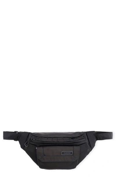 Shop Ganni Recycled Tech Belt Bag In Black