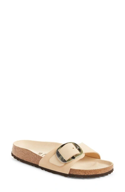Shop Birkenstock Madrid Torty Slide Sandal In Almond Nubuck Leather