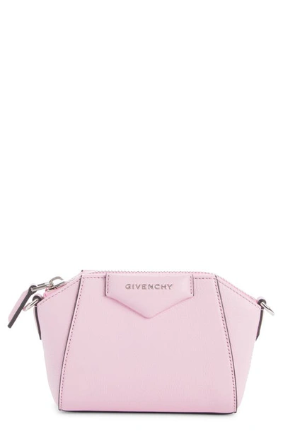 Shop Givenchy Nano Antigona Sugar Leather Crossbody Bag In Baby Pink