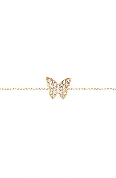 Ef Collection Diamond Butterfly Pendant Bracelet In Yellow Gold