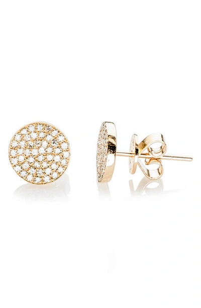 Shop Ef Collection Diamond Disc Stud Earrings In Yellow Gold