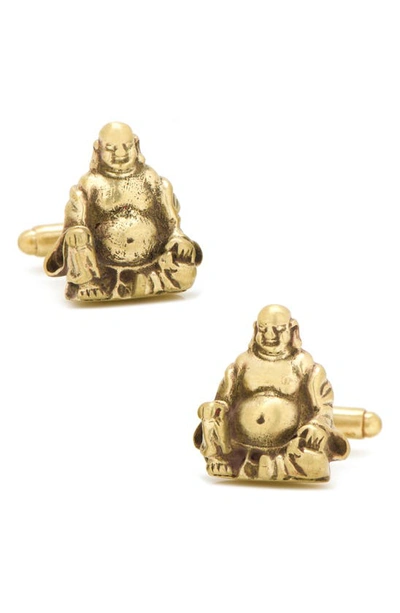 Shop Cufflinks, Inc Smiling Buddha Cuff Links In Metallic Gold