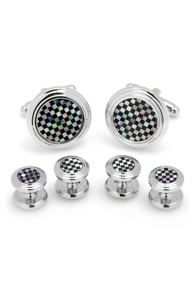 Shop Cufflinks, Inc Onyx & Mother-of-pearl Shirt Studs & Cuff Links In Black