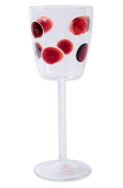 Vietri Drop Wine Glass In Red